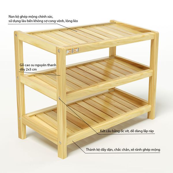 Kệ Giày Dép 3 Tầng Rộng 60cm