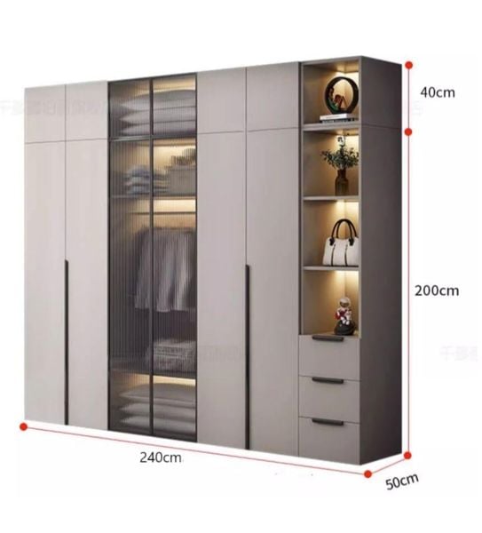 Tủ Áo Cánh Kính Khung Nhôm Sang Trọng TQA-084