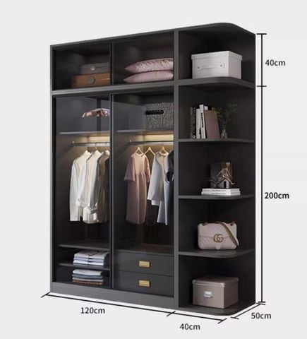 Tủ Quần Áo Nhôm Kính Hiện TQA-085