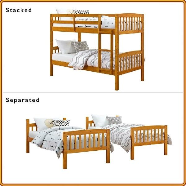 Giường 2 Tầng Gỗ Tự Nhiên Uni (1m-1m)+2 Hộc Tủ