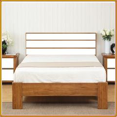 Giường Panel 01 - Gỗ Sồi Mỹ 140-160-180 (cm)