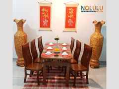 Bộ Bàn Ăn Gỗ Sồi Nga 6 Ghế (Tự Nhiên)