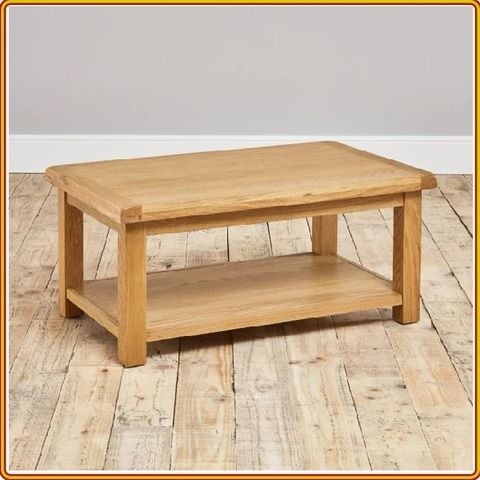 Bàn Sofa Gỗ Sồi Hở Chân 02 Tầng (Màu Tự Nhiên)