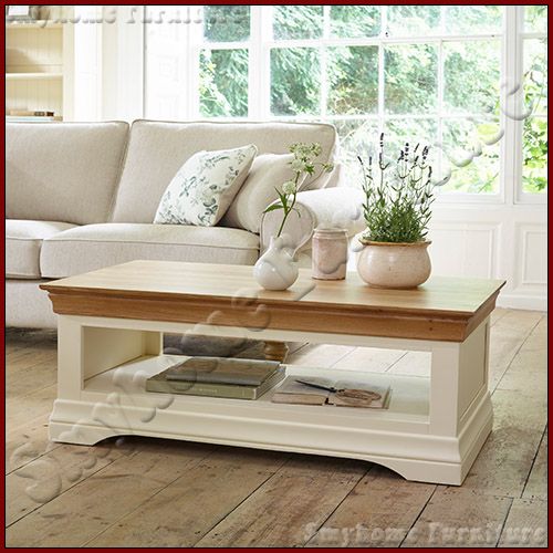 Bàn Sofa Gỗ Sồi Kín Chân 02 Tầng (Màu Trắng)