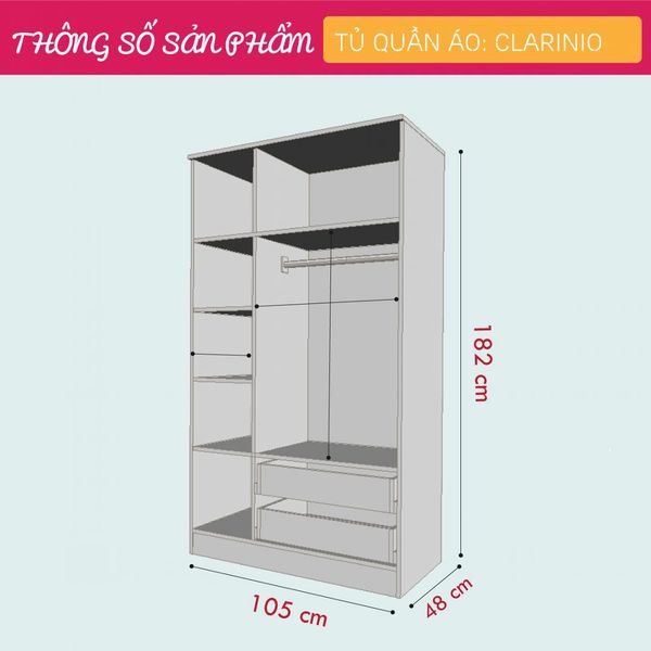 Tủ Quần Áo Cho Bé Clarinio