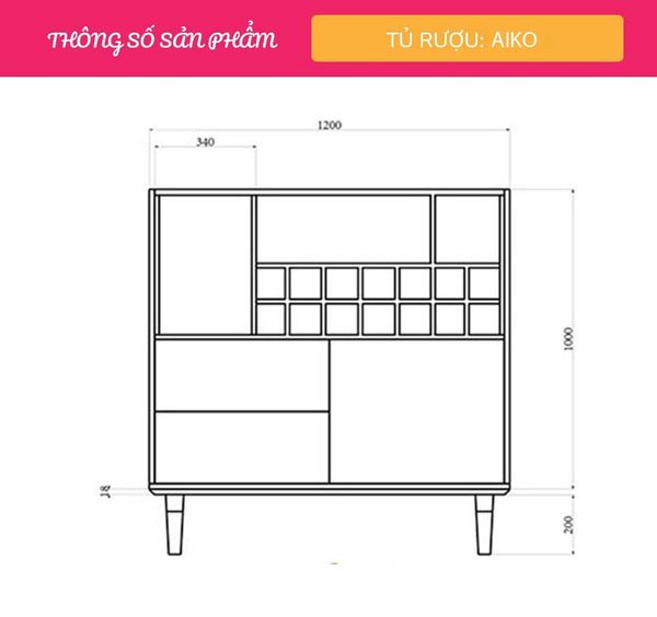 Tủ Rượu Hiện Đại Thiết Kế Tiện Dụng Aiko