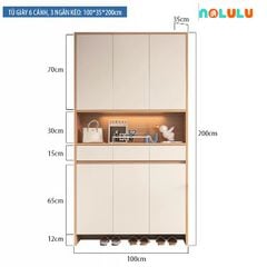 Tủ Giày Đa Năng Lối Ra Vào H-200 Màu Trắng Vân Gỗ