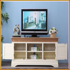 Kệ Tivi Gỗ Sồi Mỹ 2 Cánh - 1m5 - Trắng