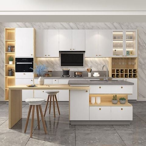 Tủ Nhà Bếp Gỗ Gia Đình Thiết Kế Sang Trọng TB-04