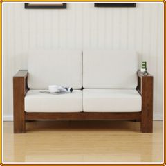 ChunKy Walnut - 2 Chổ Ngồi : Ghế Sofa Đôi - Nệm Ghế Màu Kem,NÂU