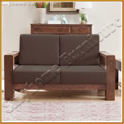 ChunKy Walnut - 2 Chổ Ngồi : Ghế Sofa Đôi - Nệm Ghế Màu Kem,NÂU