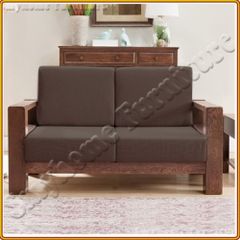 ChunKy Walnut - 2 Chổ Ngồi : Ghế Sofa Đôi - Nệm Ghế Màu Kem,NÂU