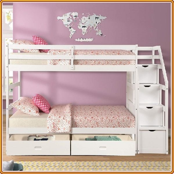 Giường Tầng Kiwi Honey Rộng 1m (Cầu Thang Đảo Chiều)