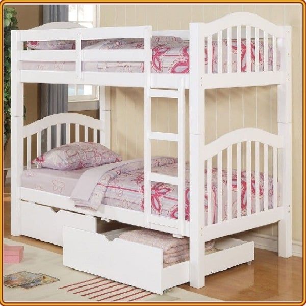 Giường 2 Tầng Gỗ Tự Nhiên Uni (1m-1m)+2 Hộc Tủ