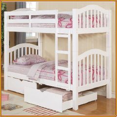 Giường 2 Tầng Gỗ Tự Nhiên Uni (1m-1m)+2 Hộc Tủ