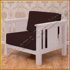 Slatted White - Sofa Đơn : Nệm Ghế Màu Coffee