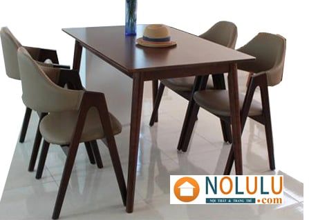 Bộ Bàn Ăn Chữ A 4 Ghế (Nâu)