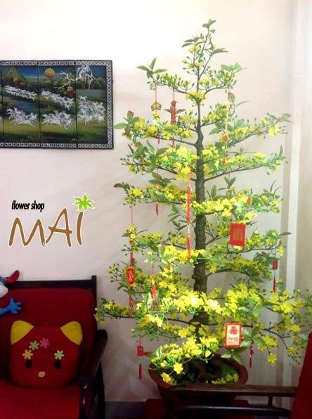 Chậu Mai Tết Giả Nhiều Bông Cao 165cm