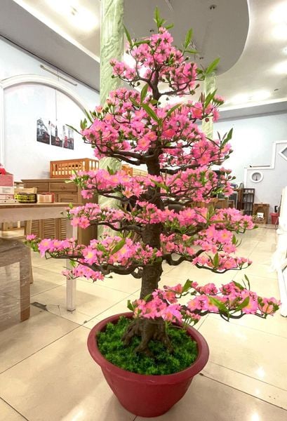 Cây Hoa Đào Bonsai Giả Cao 1m45 Trang Trí Tết