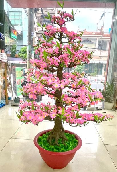 Cây Hoa Đào Bonsai Giả Cao 1m45 Trang Trí Tết