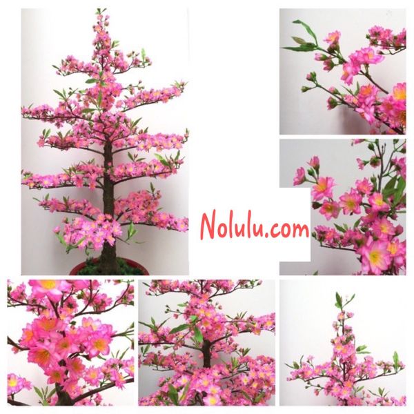 Chậu Hoa Đào Giả Cao 1m2 Trang Trí Tết