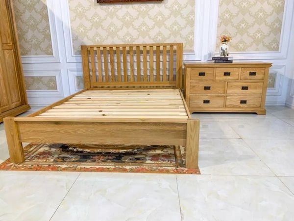 Giường Nan Dọc - Gỗ Sồi Mỹ (1m-1m2-1m4-1m6-1m8)