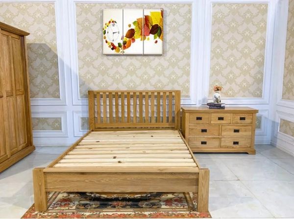 Giường Nan Dọc - Gỗ Sồi Mỹ (1m-1m2-1m4-1m6-1m8)