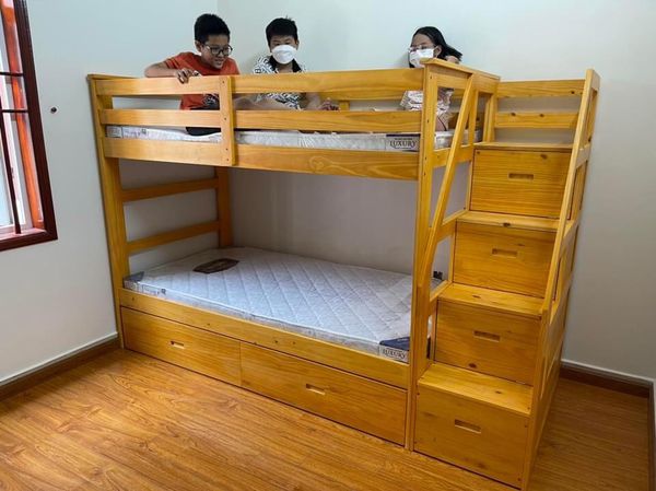 Giường Tầng Kiwi Honey Rộng 1m (Cầu Thang Đảo Chiều)