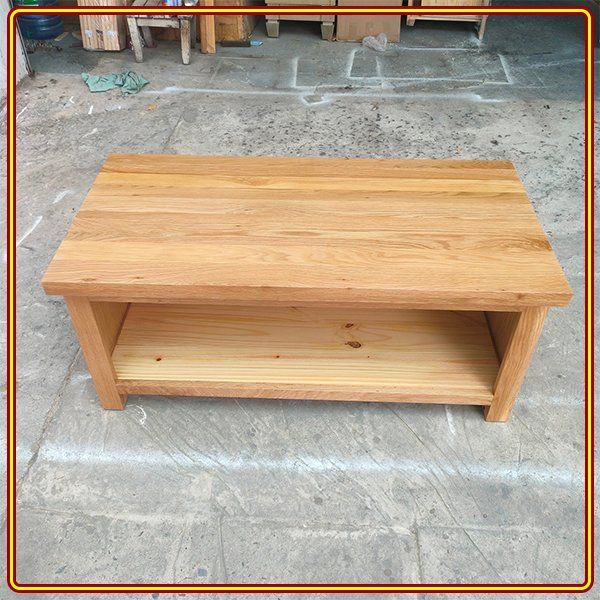 Bàn Sofa Gỗ Sồi Hở Chân 02 Tầng (Màu Tự Nhiên)