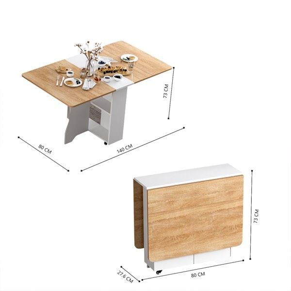 Bàn Ăn Thông Minh Xếp Gọn Có Bánh Xe BAX-24