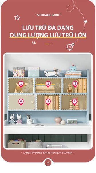 Bàn Học Tích Hợp Kệ Sách BH-108