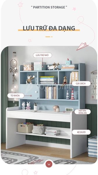 Bàn Học Tích Hợp Kệ Sách BH-108