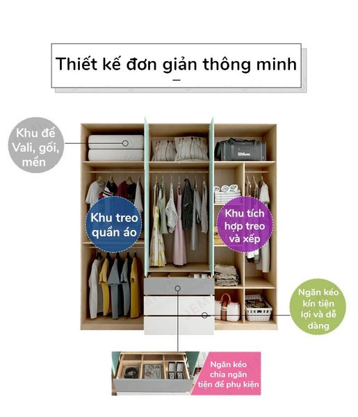 Tủ Quần Áo Có Gương Soi TQA-G01