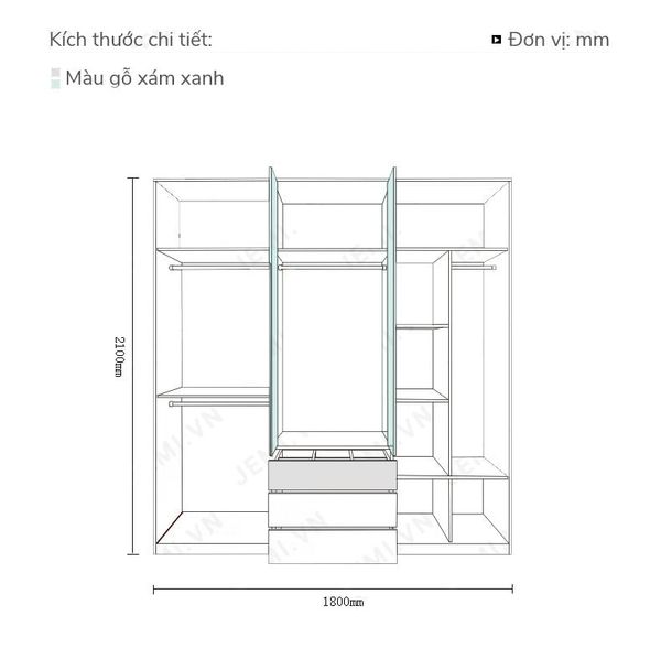 Tủ Quần Áo Có Gương Soi TQA-G01