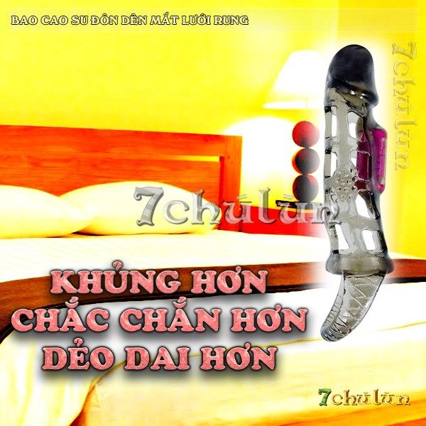 Bao Cao Su Don Den Tang Kich Thuoc Men Extension có quai đeo dạng lưới có rung