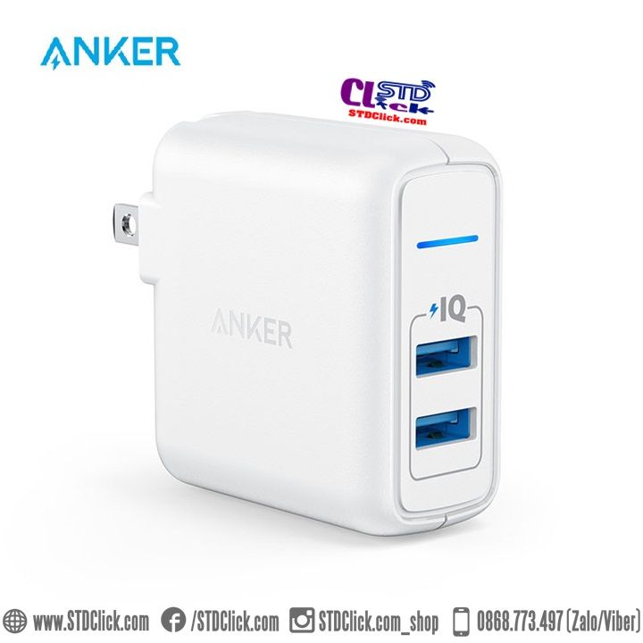 SẠC 2 CỔNG USB-A ANKER POWERPORT 2 ELITE 24W CHÍNH HÃNG