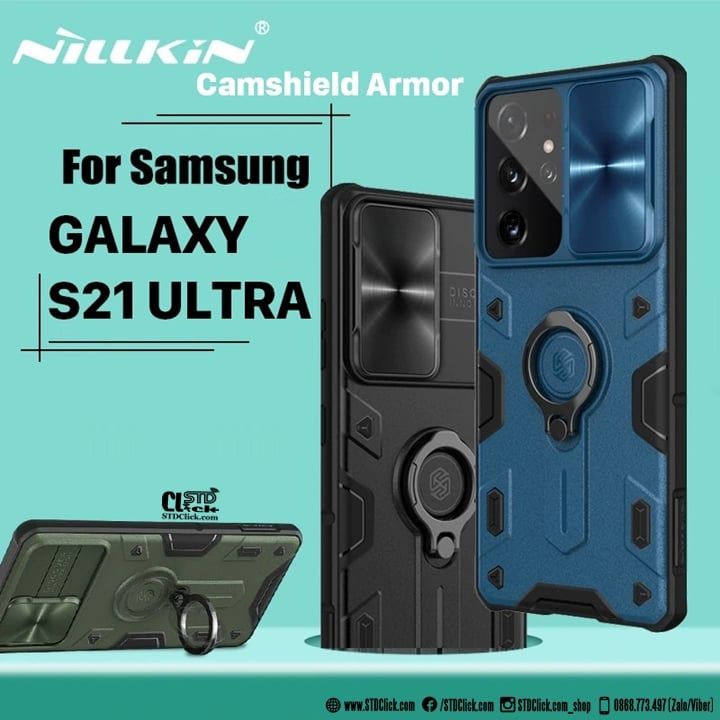 ỐP LƯNG SAMSUNG GALAXY S21 ULTRA 5G NILLKIN CAMSHIELD ARMOR CHỐNG SỐC BẢO VỆ CAMERA CHÍNH HÃNG