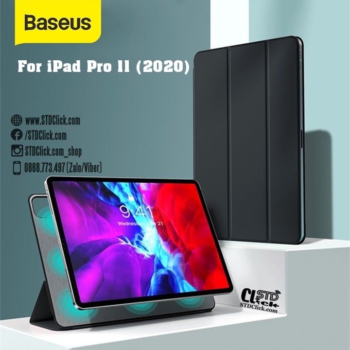 BAO DA IPAD PRO 11 2020 BASEUS SIMPLISM THREE-FOLD NAM CHÂM HÍT LƯNG CHÍNH HÃNG