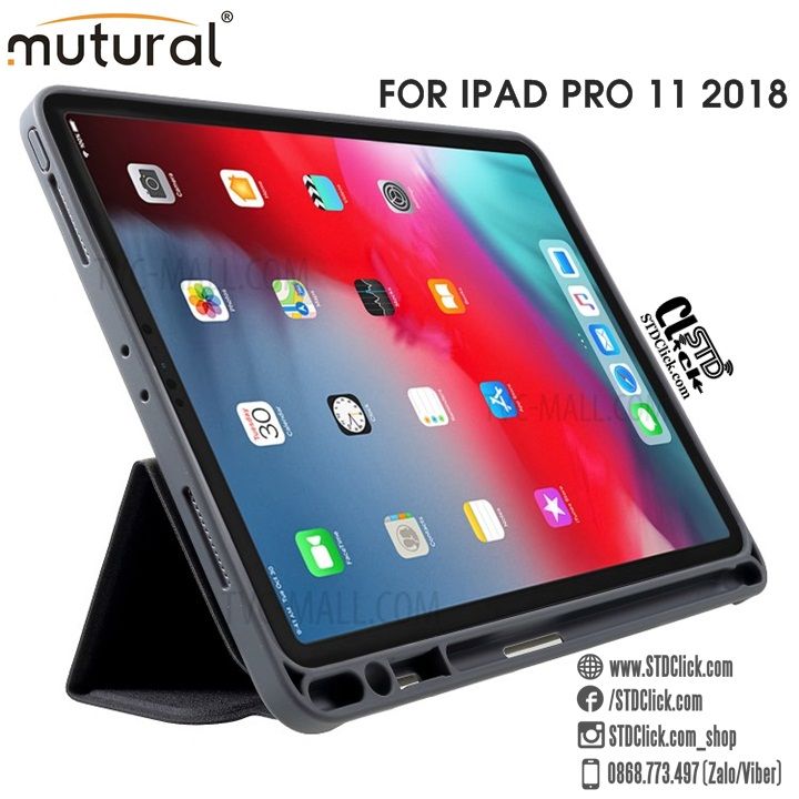 BAO DA IPAD PRO 11 2018 MUTURAL CÓ KHE BÚT CHÍNH HÃNG