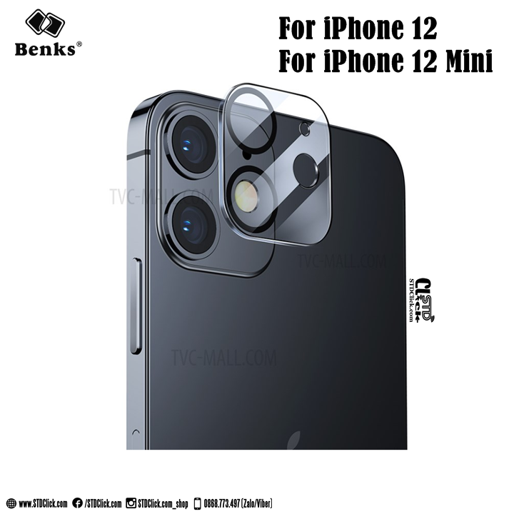 KÍNH CƯỜNG LỰC CAMERA IPHONE 12 - 12 MINI BENKS VIỀN ĐEN CHÍNH HÃNG