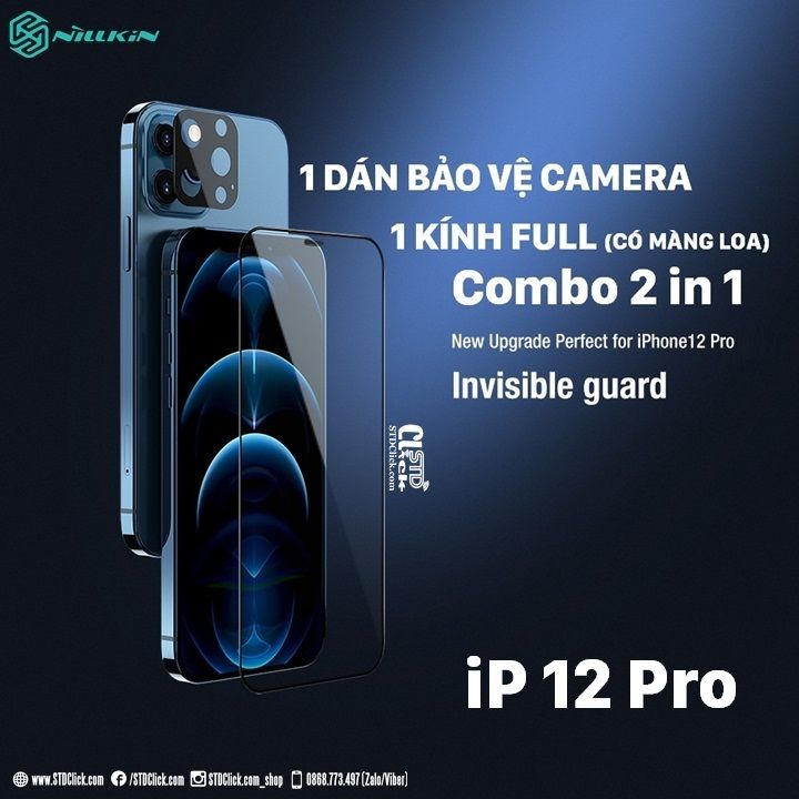 BỘ KÍNH CƯỜNG LỰC IPHONE 12 PRO NILLKIN HD 2 IN 1 CHÍNH HÃNG