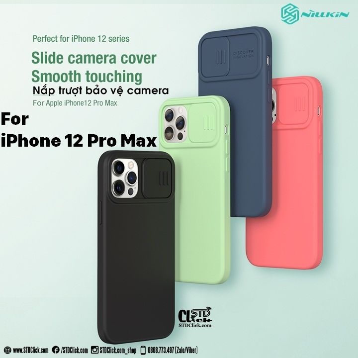 ỐP LƯNG IPHONE 12 PRO MAX NILLKIN CAMSHIELD SILKY SILICON BẢO VỆ CAMERA CHÍNH HÃNG