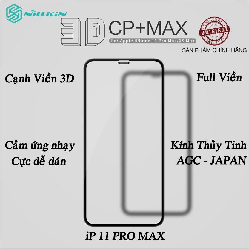 KÍNH CƯỜNG LỰC IPHONE 11 PRO MAX NILLKIN 3D CP MAX CHÍNH HÃNG