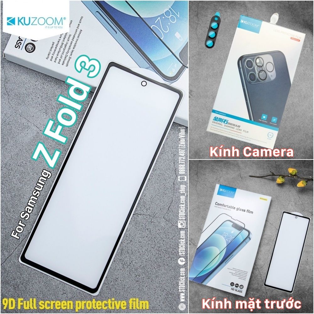 KÍNH CƯỜNG LỰC MẶT TRƯỚC VÀ KÍNH CAMERA SAMSUNG GALAXY Z FOLD 4 5G - Z FOLD 3 5G KUZOOM CHÍNH HÃNG