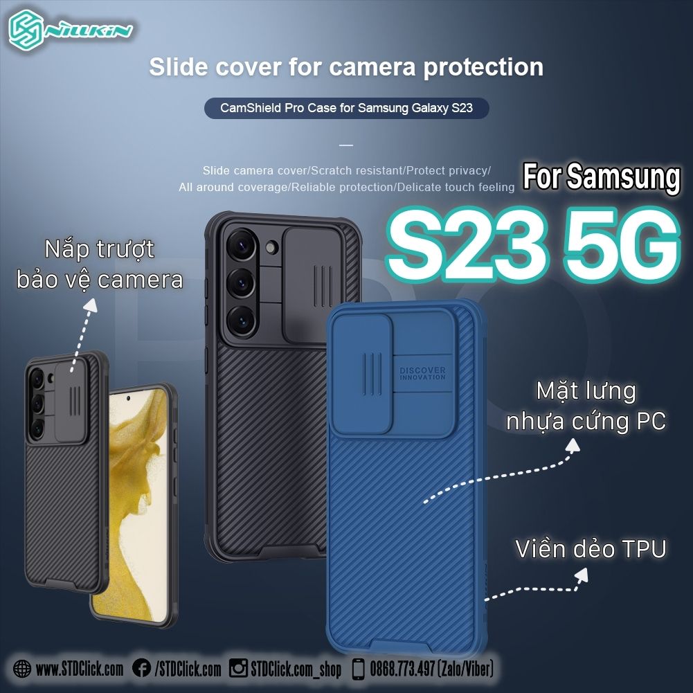 ỐP LƯNG SAMSUNG GALAXY S23 5G NILLKIN CAMSHIELD PRO BẢO VỆ CAMERA CHÍNH HÃNG
