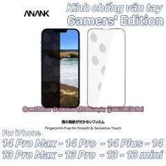 KÍNH CƯỜNG LỰC CHỐNG VÂN TAY IPHONE 14 PRO MAX - 14 PRO - 14 PLUS - 14 - 13 PRO MAX - 13 MINI ANANK VIỀN 2.5D CHÍNH HÃNG