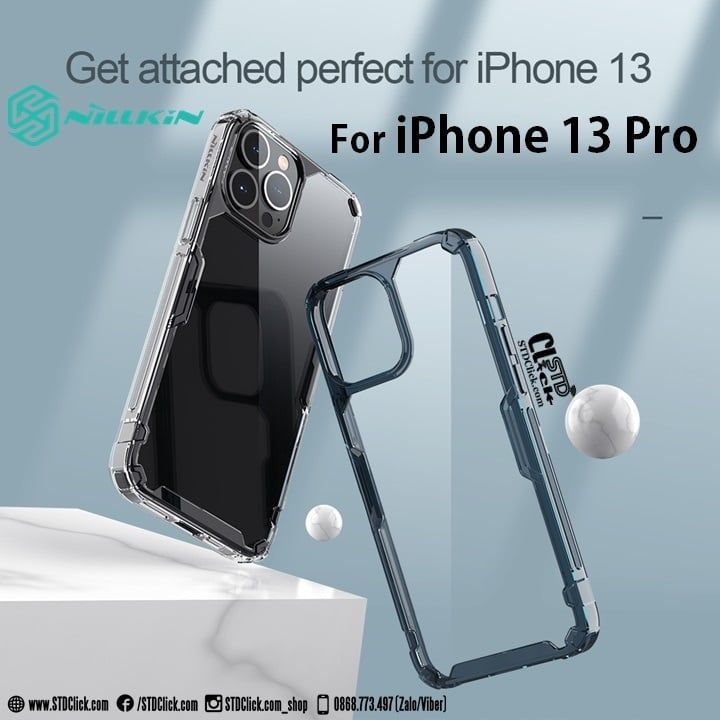 ỐP LƯNG IPHONE 13 PRO NILLKIN NATURE TPU PRO LƯNG KÍNH PC TRONG VIỀN DẺO CHÍNH HÃNG