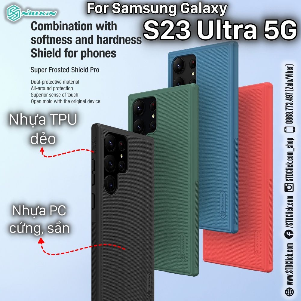 ỐP LƯNG SAMSUNG GALAXY S23 ULTRA 5G NILLKIN NHỰA CỨNG VIỀN DẺO CHÍNH HÃNG