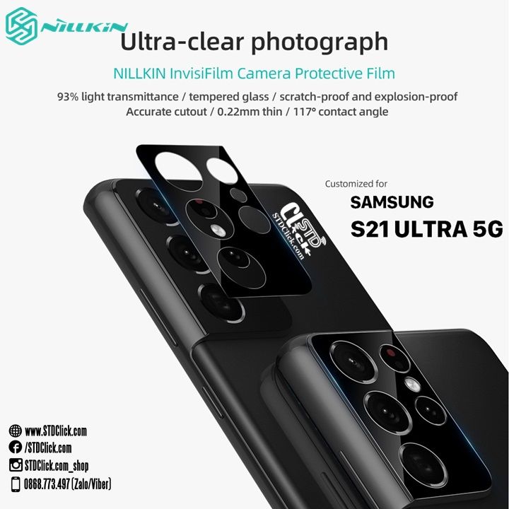 MIẾNG DÁN CAMERA SAMSUNG GALAXY S21 ULTRA 5G NILLKIN INVISIFILM 0.22MM CHÍNH HÃNG [bộ 2 miếng]