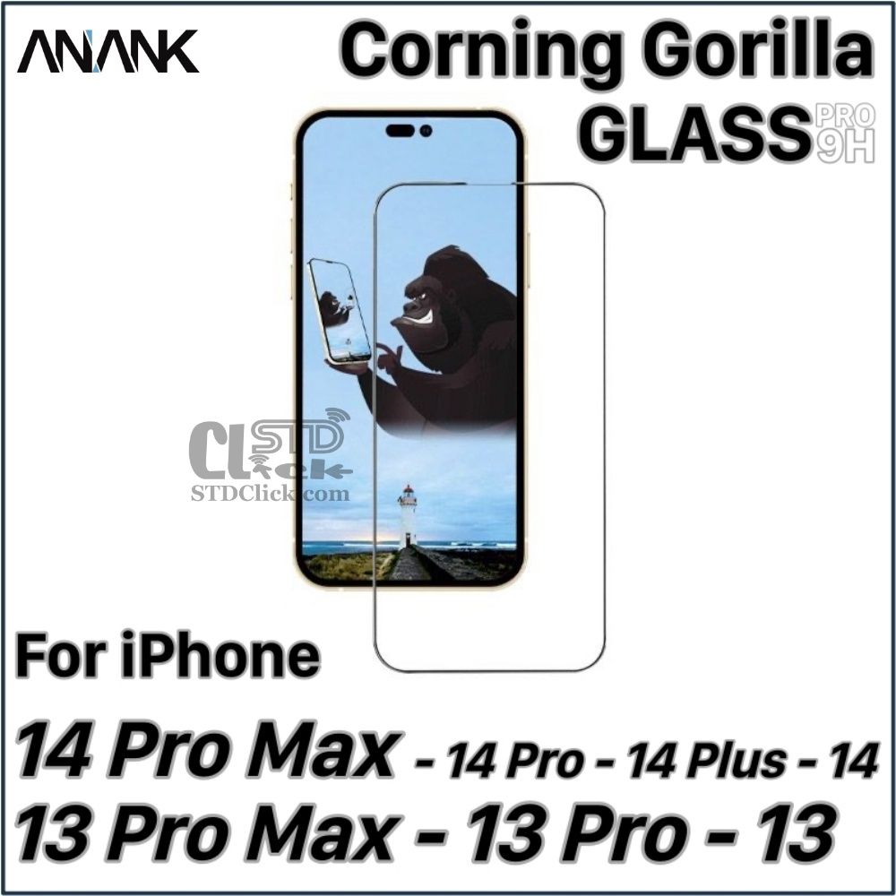 KÍNH CƯỜNG LỰC CORNING GORILLA GLASS IPHONE 14 PRO MAX - 14 PLUS - 14 - 13 PRO MAX - 13 MINI ANANK VIỀN 2.5D CHÍNH HÃNG